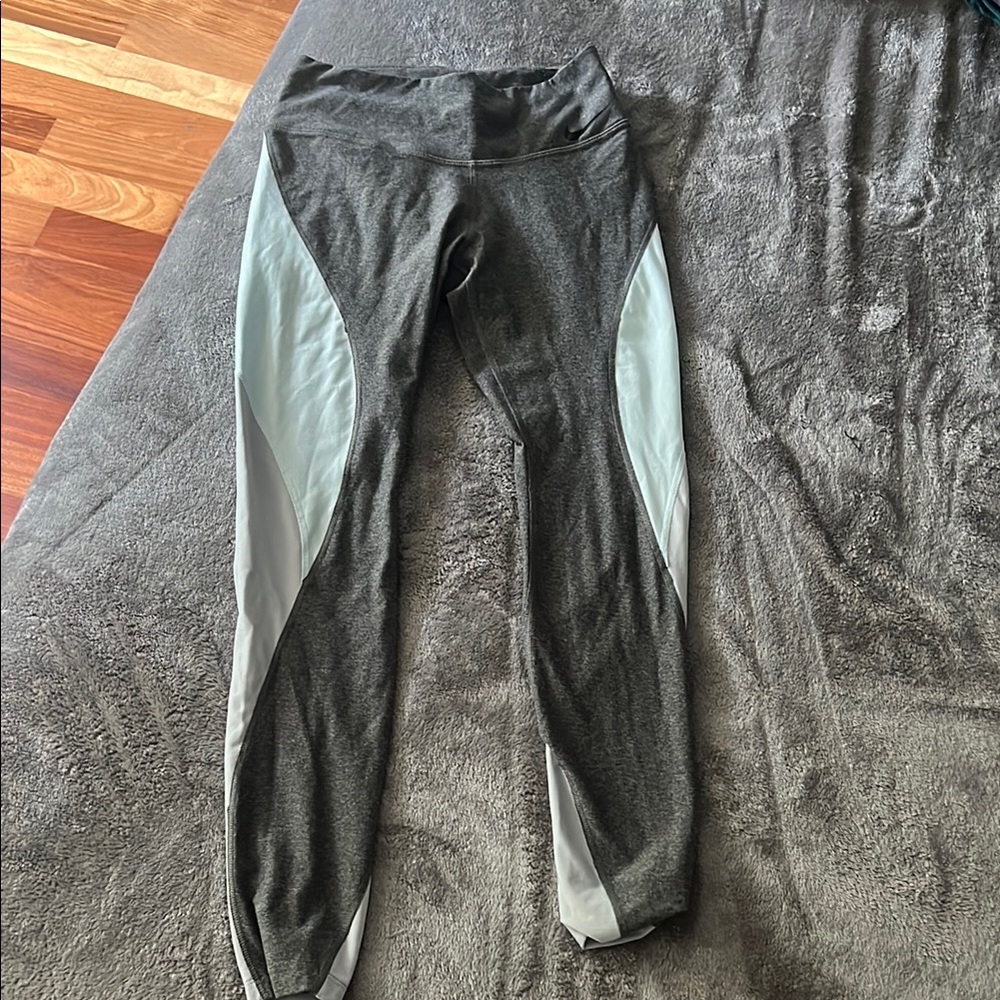 Nike Gray and Light Blue Women's Capri Leggings